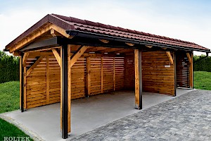 Vorbaurollläden PENTO, Dunkelbraun, Holz hell